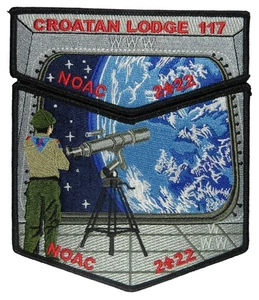 Croatan Lodge 117 Carolina del Este NC NOAC 2022 2 piezas Juego Solapa Negro Bdr - Imagen 1 de 2