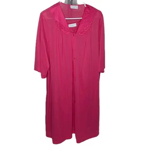 Vintage Vassarett Peignoir Set Donna Taglia XL Rosso Nylon Midi Camicia da Notte e Accappatoio  - Foto 1 di 16