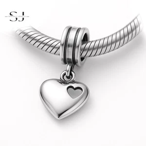 925 Sterling Silver Love Heart Charm Bead for Bracelets -  Gifts for Her - Picture 1 of 3