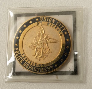 Union CIty Police Department (B10C/JSF6) Challenge Coin St Michael Protect Us - Picture 1 of 5