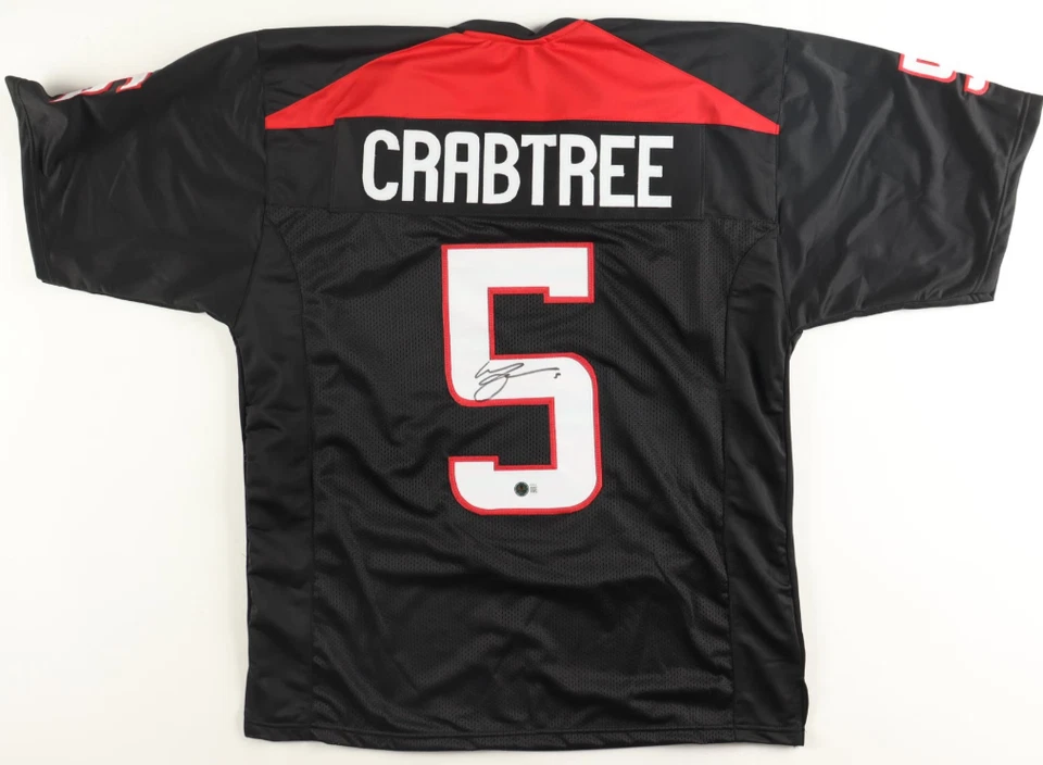 Michael Crabtree Signed Sewn Black Texas Tech Red Raiders Jersey-COA (BAS) - Image 1 of 3