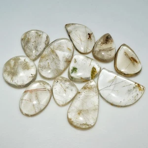 11 Pcs 236 Cts Natural Rutile Quartz Cabochon Loose Gemstone 30x15 18x18mm #3400 - Picture 1 of 5