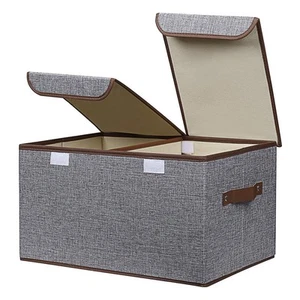 Large Storage Bins Linen Fabric Foldable Basket Cubes Organizer Storage Box D... - Picture 1 of 8