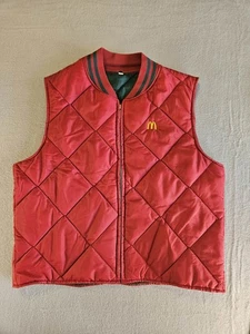 Vintage MVP McDonald's Red Puffer Vest with a yellow logo Sz Large - Picture 1 of 9