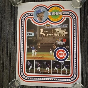 Vtg Chicago Cubs HOF FERGIE JENKINS Signed “3000 Strike Outs” Poster 24" X 18" - Picture 1 of 5