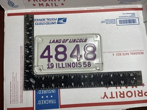 Vintage Original 1958 Illinois Motorrad Nummernschild Originallack - Bild 1 von 6