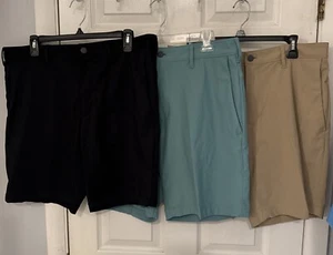 Lot of 3 Lands End Shorts Men 36 Black Green Khaki Preppy Golf Quick Dry - Picture 1 of 6