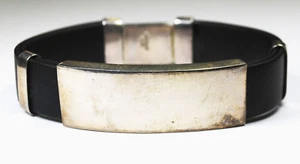 Pulsera ID Plata de Ley México Goma 17mm 8" - Imagen 1 de 3