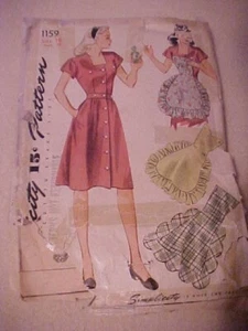 Vestido Simplicity Lady's House 1944 y delantal con botones 1159 - Imagen 1 de 5