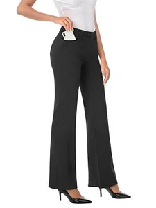 Flare Leggings for Women Regular & Plus Size Flare Pants High Waisted Wide Pants - Picture 1 of 14