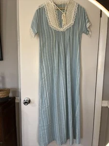 Vtg Christian Dior Lingerie Nightgown Lace Cotton Blend Cottage Core Boho Dress - Picture 1 of 12