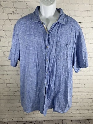 Camisa con botones tejida gofre manga corta mezcla lino azul Report Collection XXL Foto 1 de 4