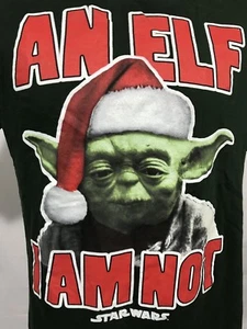 STAR WARS YODA ELF Mens T-Shirt Christmas Santa Size L Green Cotton Tee S/S - Picture 1 of 4
