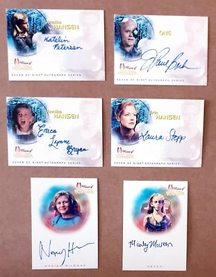 STAR TREK VOYAGER AUTOGRAPH CARD MIXED BUNDLE OF SIX CARDS.RITTENHOUSE ARCHIVES. - Image 1 of 4