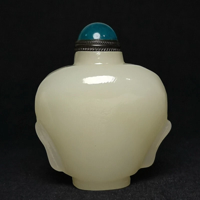 骨董品 本物和田白玉 清代 手彫内堂 陽刻福禄双全紋 鼻煙壺 薬瓶 珊瑚