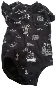 Carters 18 month unisex black one piece pirate treasure Sea Graphics - Picture 1 of 4