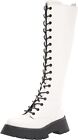 Circus by Sam Edelman Lilah White Lace Up Rounded Toe Chunky Heel Knee High Boot