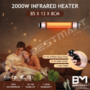 Electric Infrared Heater Carbon Fibre Wall Strip Heater Remote Control 2000W - Picture 1 of 12