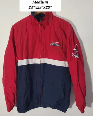 Vintage Cleveland Indians Red/Blue Embroidered Men's Medium Lined Windbreaker - Image 1 of 4