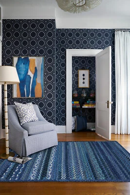 Capel Rugs Harborview Cross Sewn Wool Blend Twilight Blue Country Braided Rug