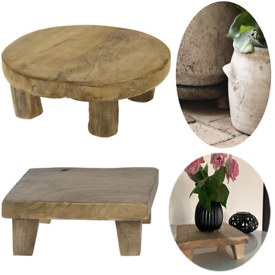 Mini Teak-Holz Deko Tisch Blumenständer Pflanzenhocker Beistelltisch Untersetzer - Bild 1 von 4
