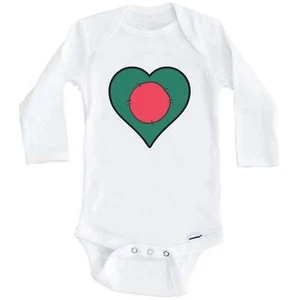Bangladesh Heart Bangladeshi Flag Long Sleeve Baby Bodysuit - Picture 1 of 2