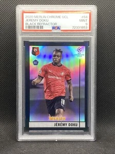 2020-21 Topps Merlin Collection Chrome UCL Black Refractor Jeremy Doku /15 PSA 9 - Picture 1 of 2