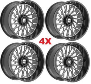 20X12 FITTIPALDI GLOSS BLACK MILLED WHEELS RIMS DIRECTIONAL FA08 DEEP LIP 20 SET - Picture 1 of 8