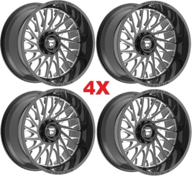 JUEGO DE 20 LLANTAS 20X12 FITTIPALDI NEGRO BRILLANTE FRESADO DIRECCIONAL FA08 LABIO PROFUNDO Foto 1 de 4