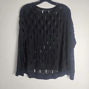 Generation Love New York Mettalic Cutout Long Sleeves Black Sweater Size Xs - Picture 1 of 6
