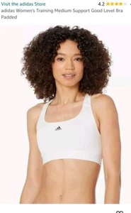 adidas Women's Powerreact Training Medium Support Bra White , Open Box With Tag - Picture 1 of 6