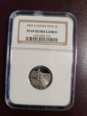2005-S 5C JEFFERSON OCEAN VIEW NICKEL PROOF NGC PF69 UCAM ULTRA - Image 1 of 2