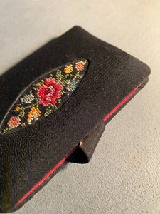 Almohadilla de notas vintage Petit Point negra crepe rosas rojas TAL CUAL envío gratuito - Imagen 1 de 6