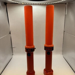 2 Orange On/Off Flashing Safety Wand HD Anti-Roll BaseCE CertifiedAviation Works - Picture 1 of 9