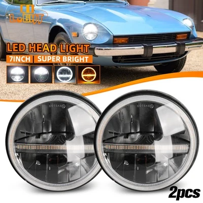 2x Faros LED redondos halo de 7" haz alto/bajo señal de giro para Datsun 240Z 260Z 280Z Foto 1 de 4
