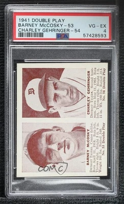 1941 Double Play R330 Barney McCosky Charlie Gehringer PSA 4 Rookie RC HOF - Image 1 of 2