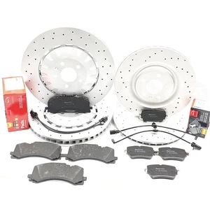 FOR AUDI SQ7 FRONT REAR DRILLED BRAKE DISCS PADS WEAR WIRE SENSORS 400mm 350mm - Picture 1 of 17