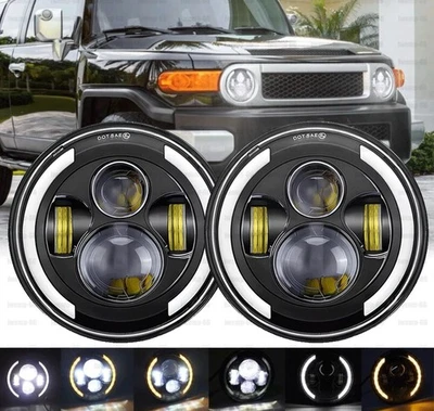 Faros LED de 7 pulgadas para Toyota FJ Cruiser 2007-2014 anillo halo haz sellado alto/bajo Foto 1 de 4