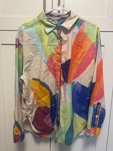 Hinson Wu Womens Halsey Long Sleeve Colorful Shirt Size x1 Multicolor Button Up - Picture 1 of 8