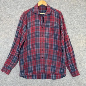Borgo Ognissanti 28 Button Flannel Shirt Mens XL Plaid Blue Red Italian Italy - Picture 1 of 11