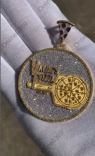 Nuevo colgante con dije circular hecho a medida de diamante creado en laboratorio estilo para hombre en 925 SS Foto 1 de 4