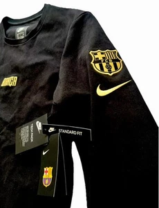 Nike FCB Barcelona Tech Fleece Mens Sweatshirt Size SMALL S GOLD EDITION - Picture 1 of 13