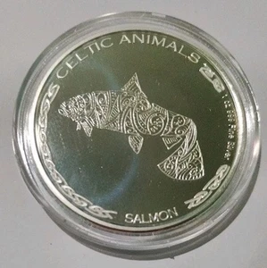 Chad 2021 Salmon celtic animal,2021 silver Coin 1 oz in capsule - Picture 1 of 2