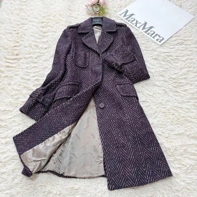 Abrigo Max Mara Chester Patrón Espiga Talla:40/US:6 Púrpura 132005K Auténtico Foto 1 de 4