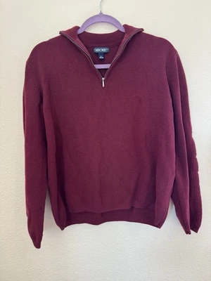 Pullover Knit  Cotton Sweater Quarter Zip Red Size M - Image 1 of 4