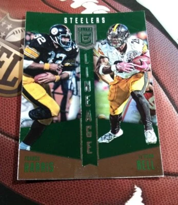 FRANCO HARRIS LE'VEON BELL 2016 Donruss Elite Lineage Green PITTSBURGH STEELERS - Image 1 of 3