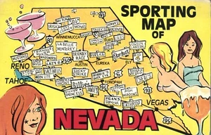Sporting Map of Nevada Pretty Girls Highlight Betting Spots Postcard - Picture 1 of 2