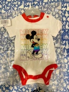 New Disney Rainbow Collection Mickey Mouse Bodysuit Baby 0 - 3 months with tag  - Picture 1 of 3