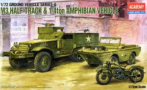 M3 HALF TRACK & 1/4TON AMPHIBIAN FORD GPA & HARLEY-DAVIDSON #13408 1/72 ACADEMY - Picture 1 of 7