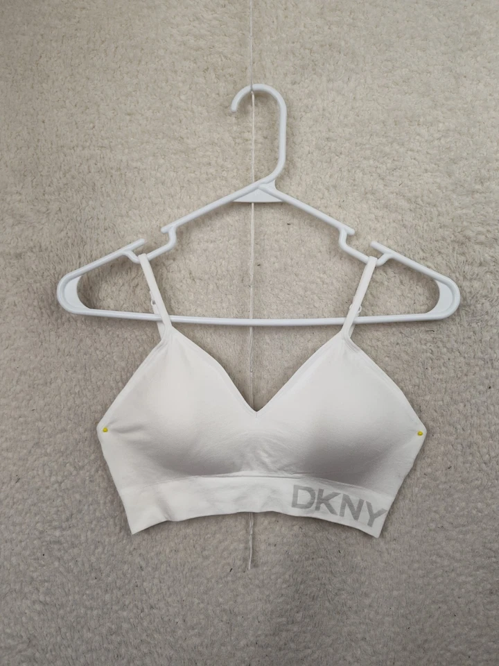 Sujetador para mujer DKNY grande blanco mezcla de nailon correa ajustable inalámbrica ajuste cómodo Foto 1 de 4